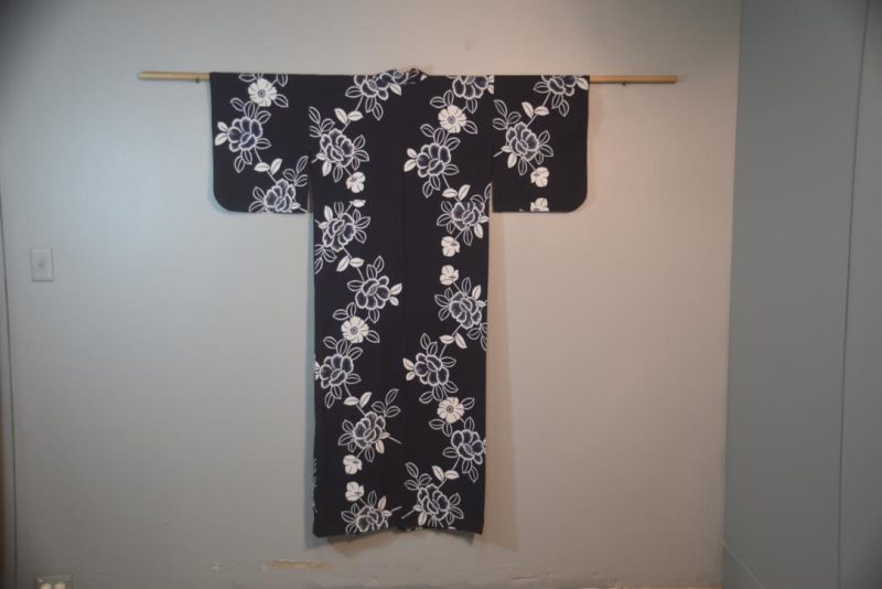 Navy Blue and White Vintage Japanese Cotton Yukata