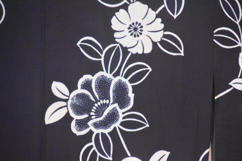Navy Blue and White Vintage Japanese Cotton Yukata - Image 2