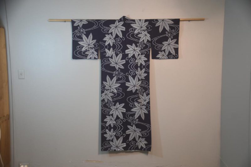 Breezy Maple Blue and White Vintage Japanese Cotton Yukata