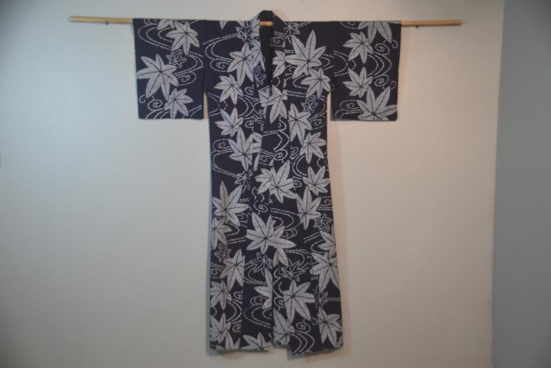 Breezy Maple Blue and White Vintage Japanese Cotton Yukata - Image 3