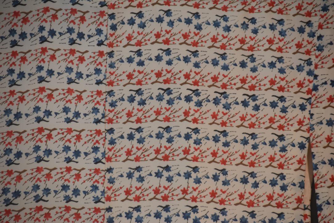 Blue Red Flowers Vintage Japanese Haori Jacket - Image 2