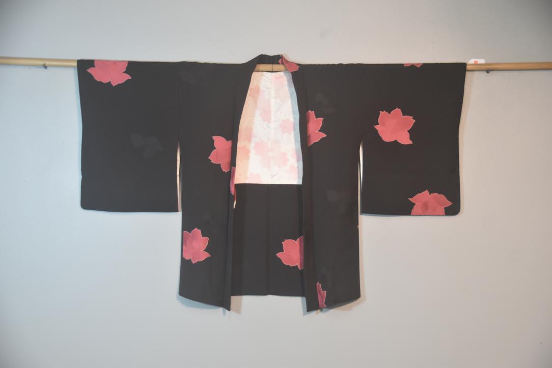 Black Floral Vintage Japanese Haori Jacket