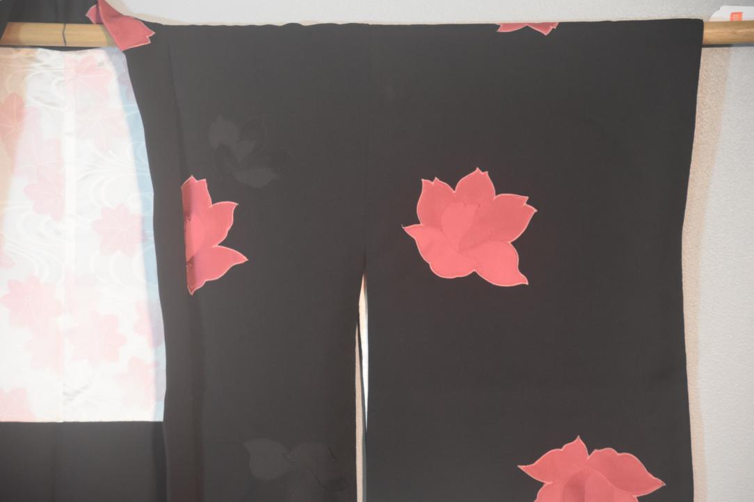 Black Floral Vintage Japanese Haori Jacket - Image 3