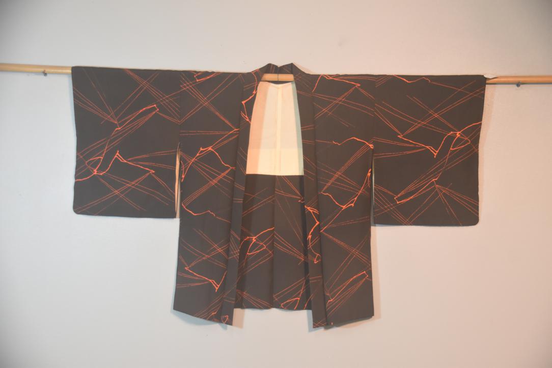 Black Floral Vintage Japanese Haori Jacket