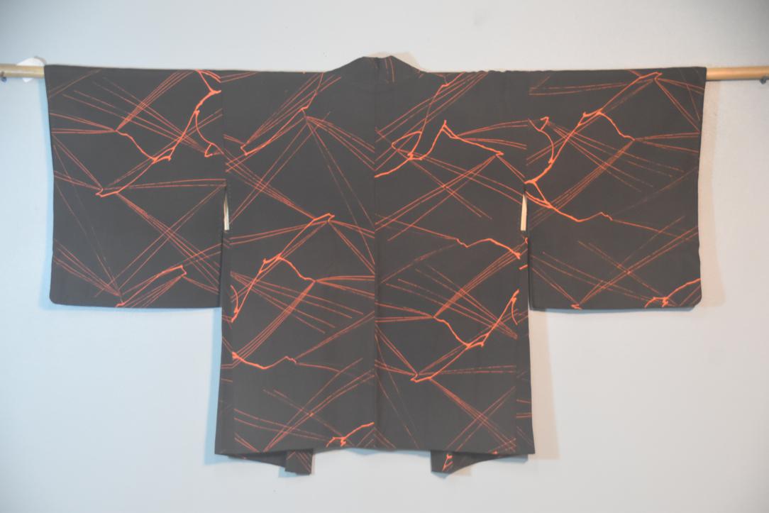 Black Floral Vintage Japanese Haori Jacket - Image 4