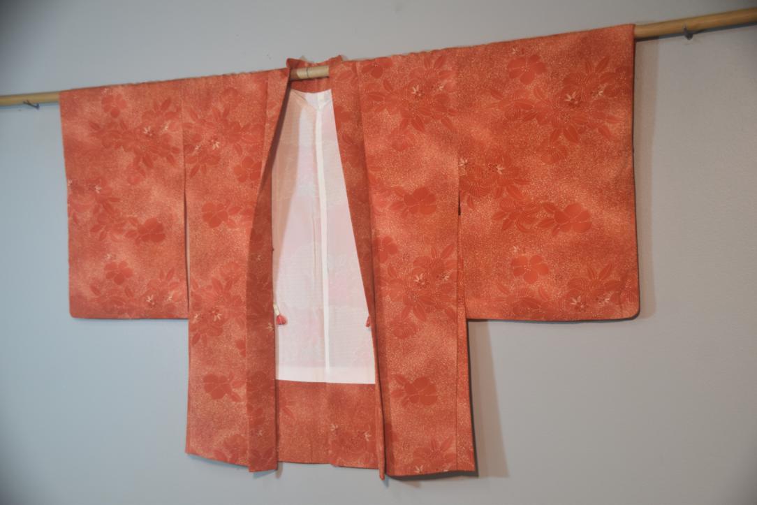 Sunny Red Floral Vintage Japanese Haori Jacket - Image 4