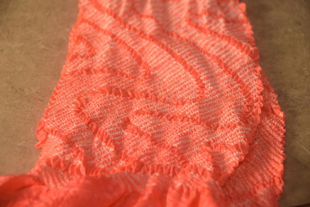 Japanese Fluro Orange/Pink Shibori Obi Silk Sash Length:1340mm - Image 2
