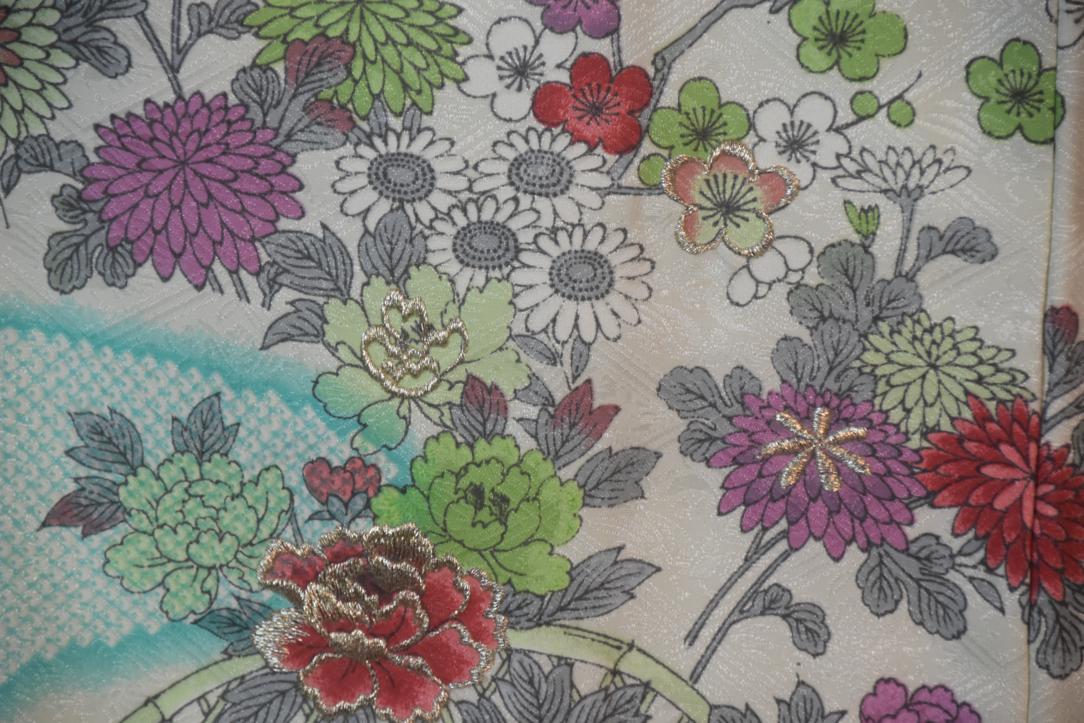 Light Lime Jacquard Vintage Japanese Haori Jacket - Image 2