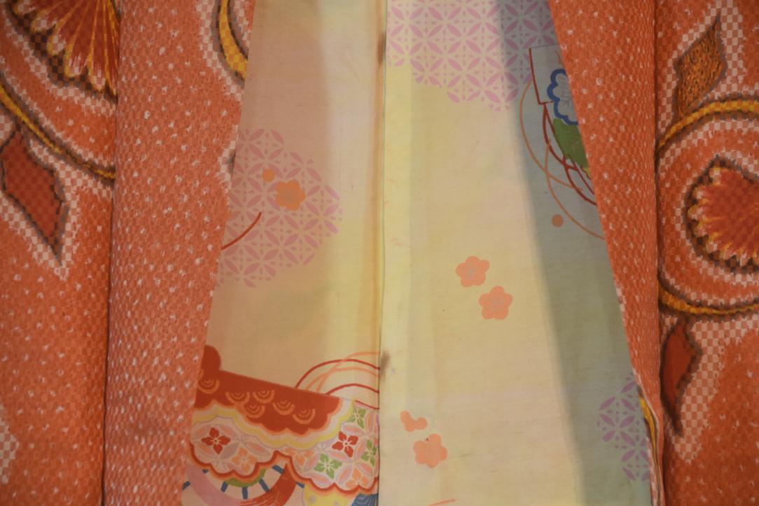 Long Tiger Orange Silk Vintage Japanese Haori Jacket - Image 5