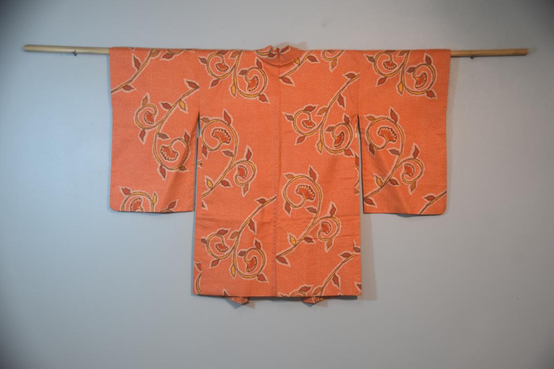 Long Tiger Orange Silk Vintage Japanese Haori Jacket - Image 6