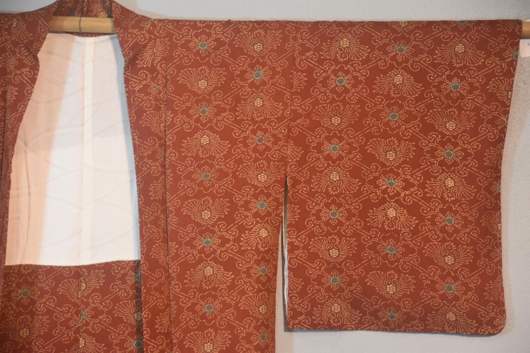 Rust Red Silk Vintage Japanese Haori Jacket - Image 3