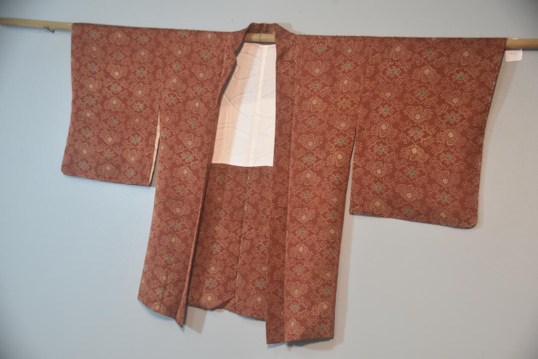 Rust Red Silk Vintage Japanese Haori Jacket - Image 5