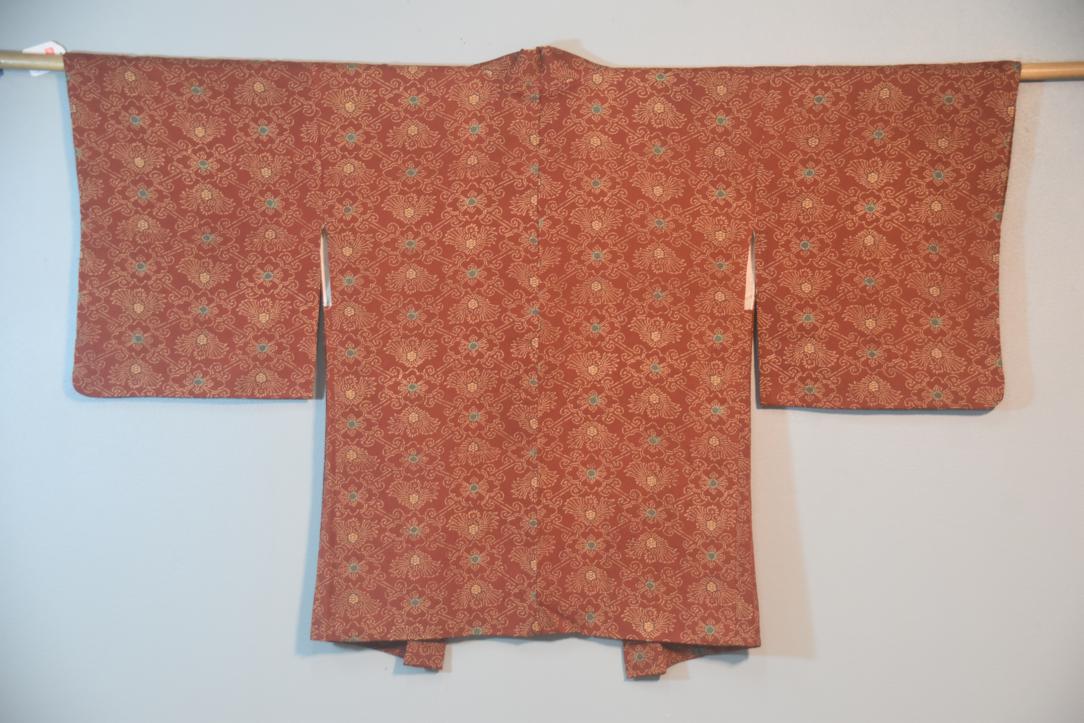 Rust Red Silk Vintage Japanese Haori Jacket - Image 4