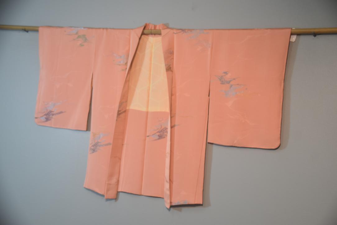 Peach Pink Silk Vintage Japanese Haori Jacket - Image 6