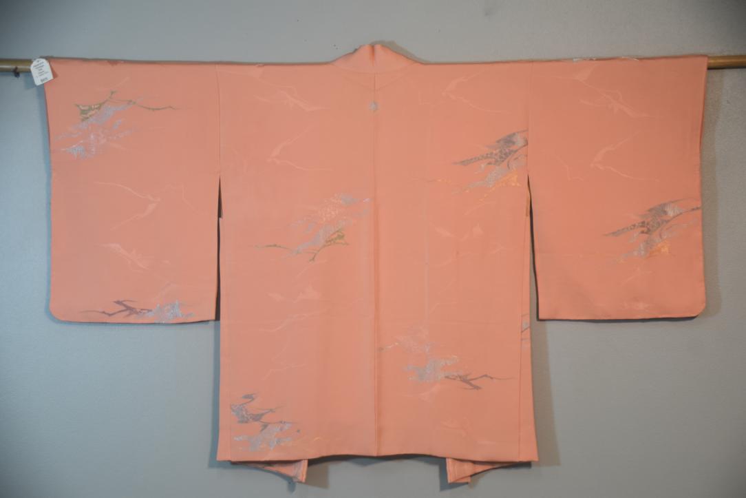 Peach Pink Silk Vintage Japanese Haori Jacket - Image 4
