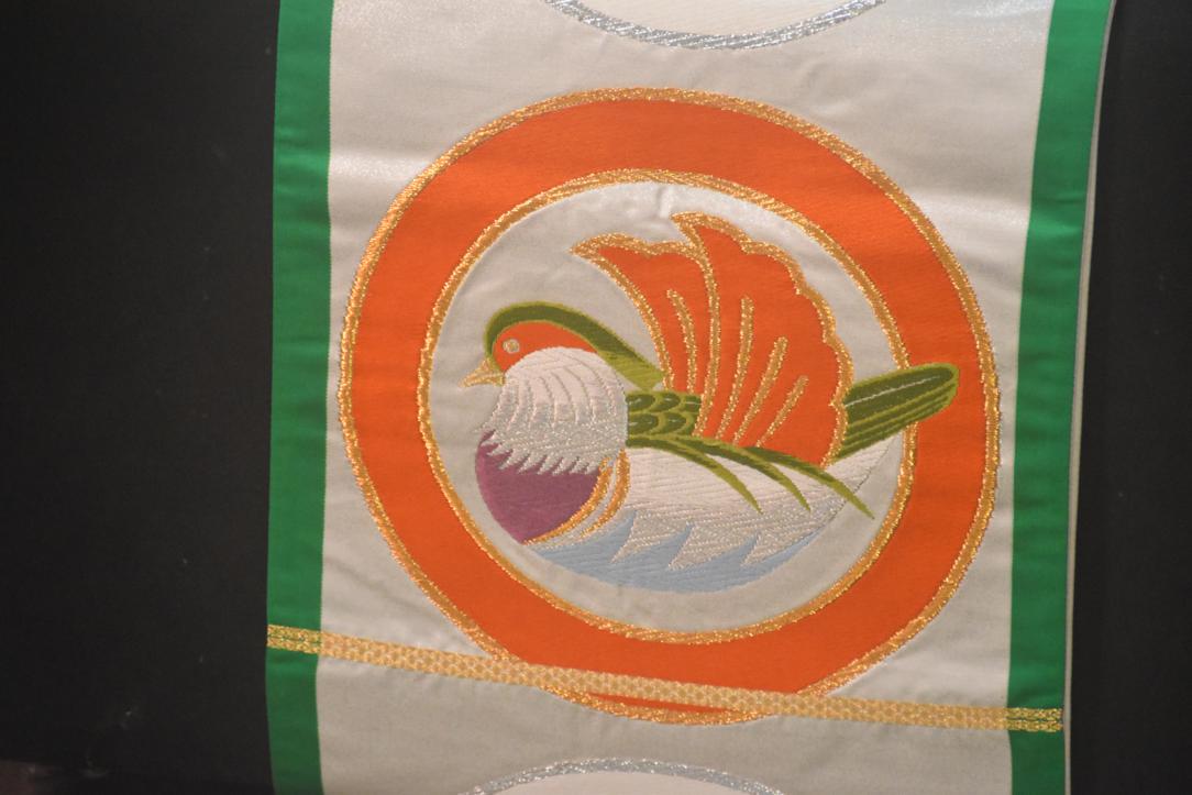 Japanese Birds Vintage Silk Obi Sash - Image 2