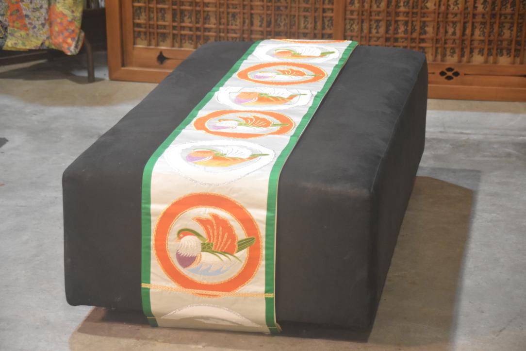 Japanese Birds Vintage Silk Obi Sash