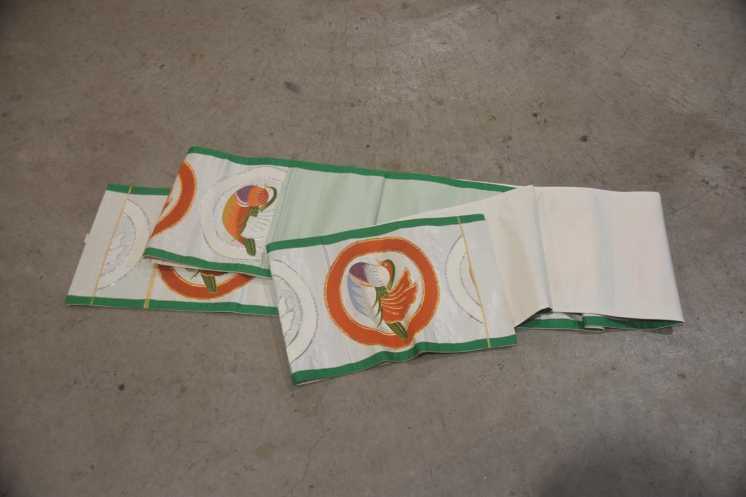 Japanese Birds Vintage Silk Obi Sash - Image 7