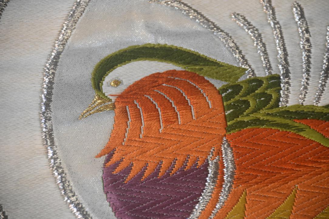 Japanese Birds Vintage Silk Obi Sash - Image 5