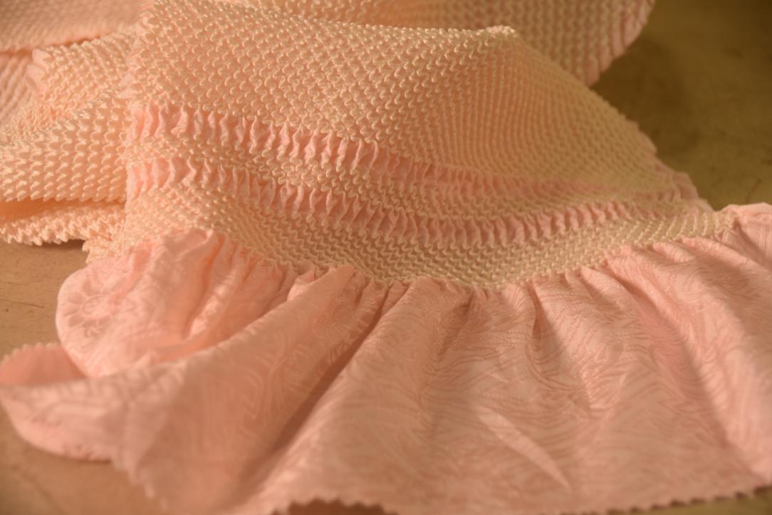 Japanese Baby Pink Shibori Obi Silk Sash Length:1420mm - Image 2