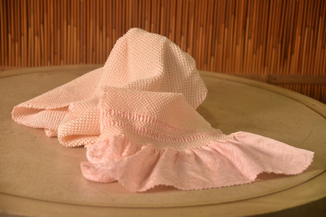 Japanese Baby Pink Shibori Obi Silk Sash Length:1420mm