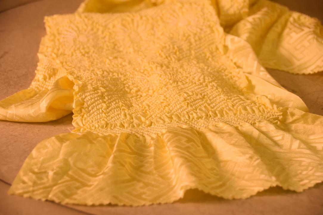 Japanese Lemon Fizz Shibori Obi Silk Sash Length:1370mm - Image 4