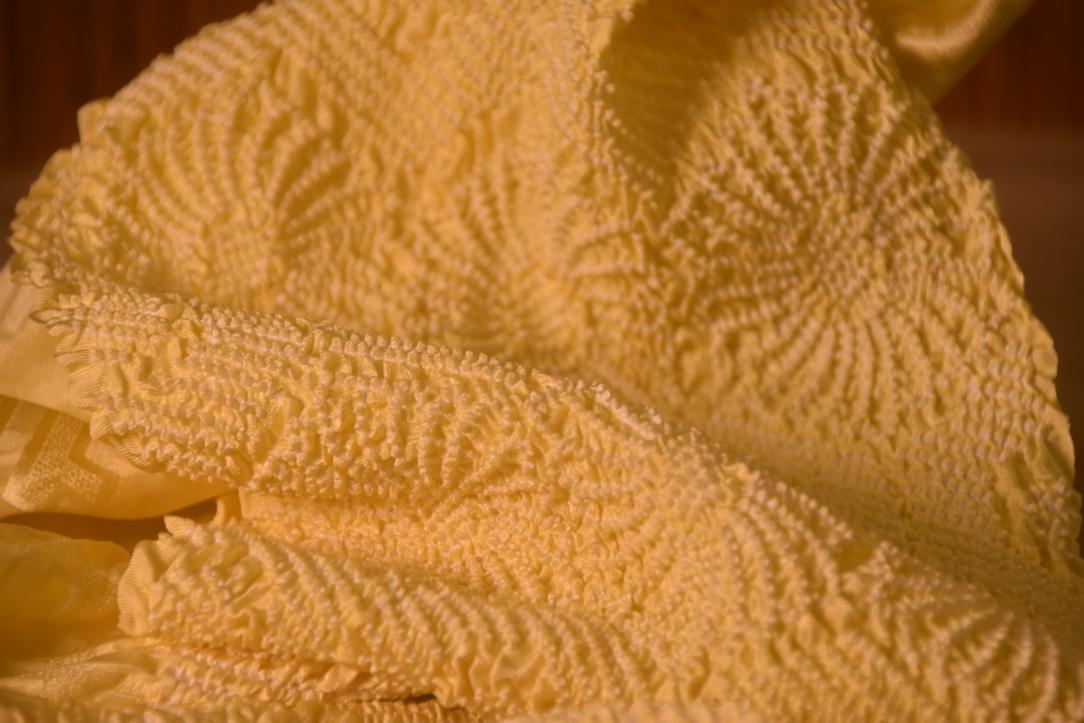 Japanese Lemon Fizz Shibori Obi Silk Sash Length:1370mm - Image 2