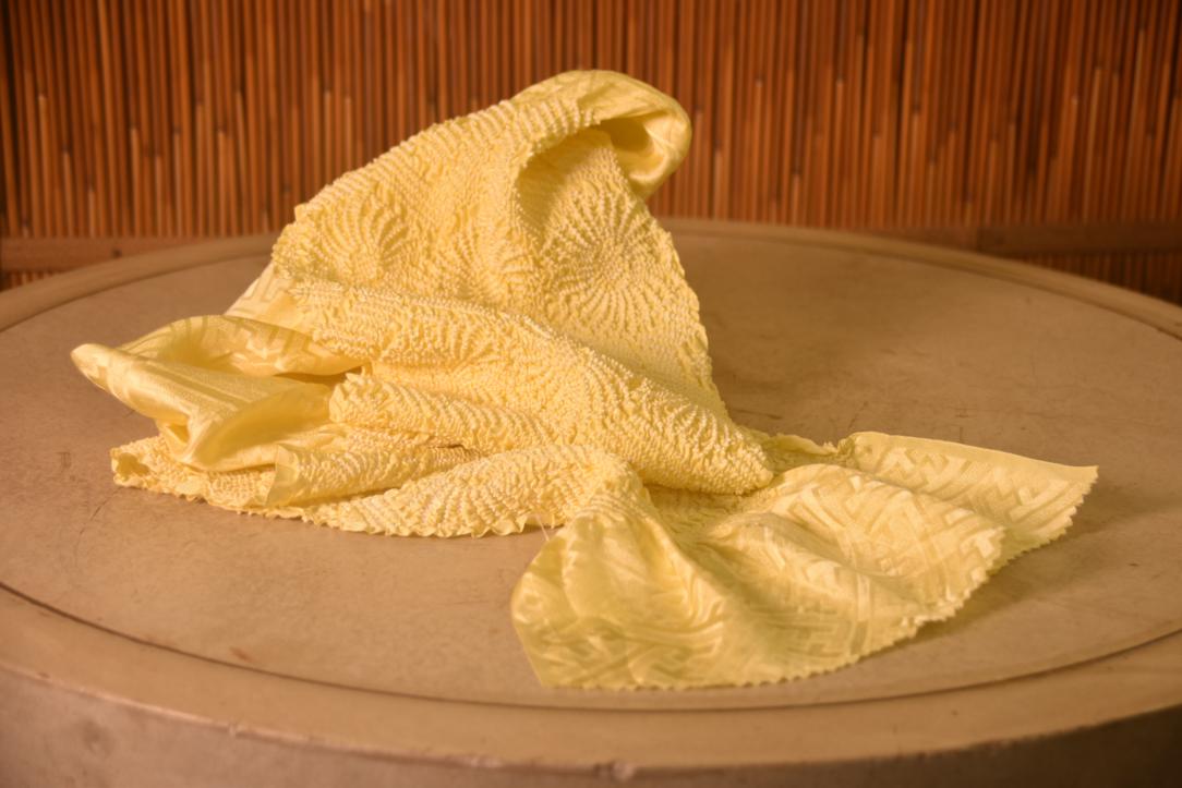 Japanese Lemon Fizz Shibori Obi Silk Sash Length:1370mm