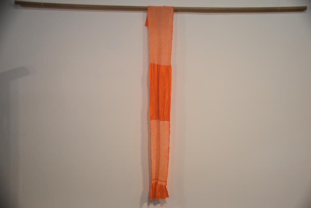 Japanese Vivid Orange Shibori Obi Silk Sash Length:1480mm - Image 6