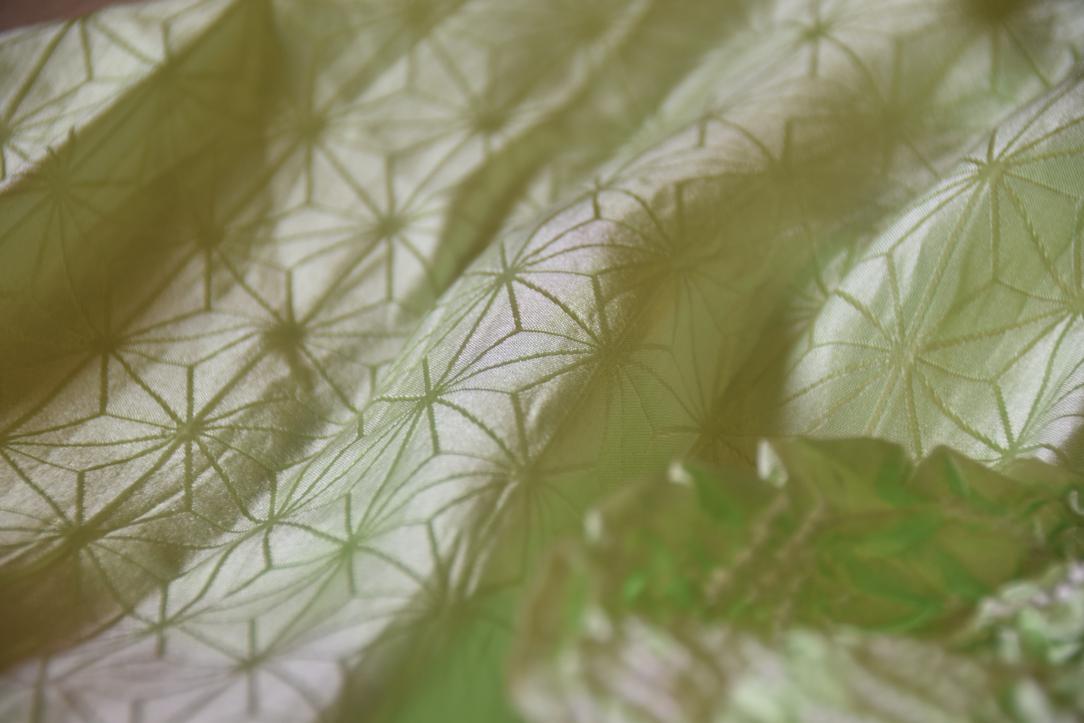 Japanese Soft Mint Shibori Obi Silk Sash Length:1370mm - Image 5