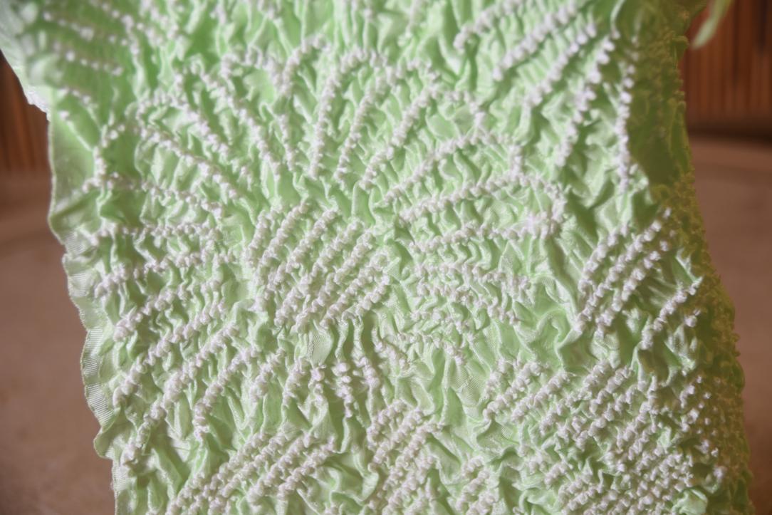 Japanese Soft Mint Shibori Obi Silk Sash Length:1370mm - Image 4
