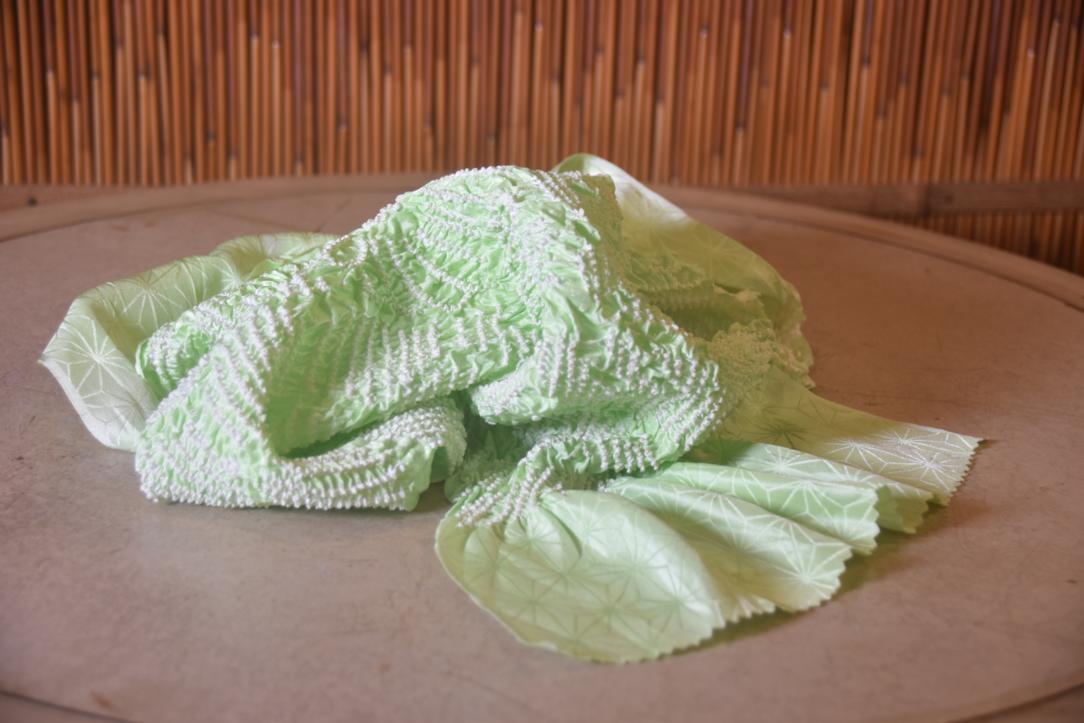 Japanese Soft Mint Shibori Obi Silk Sash Length:1370mm