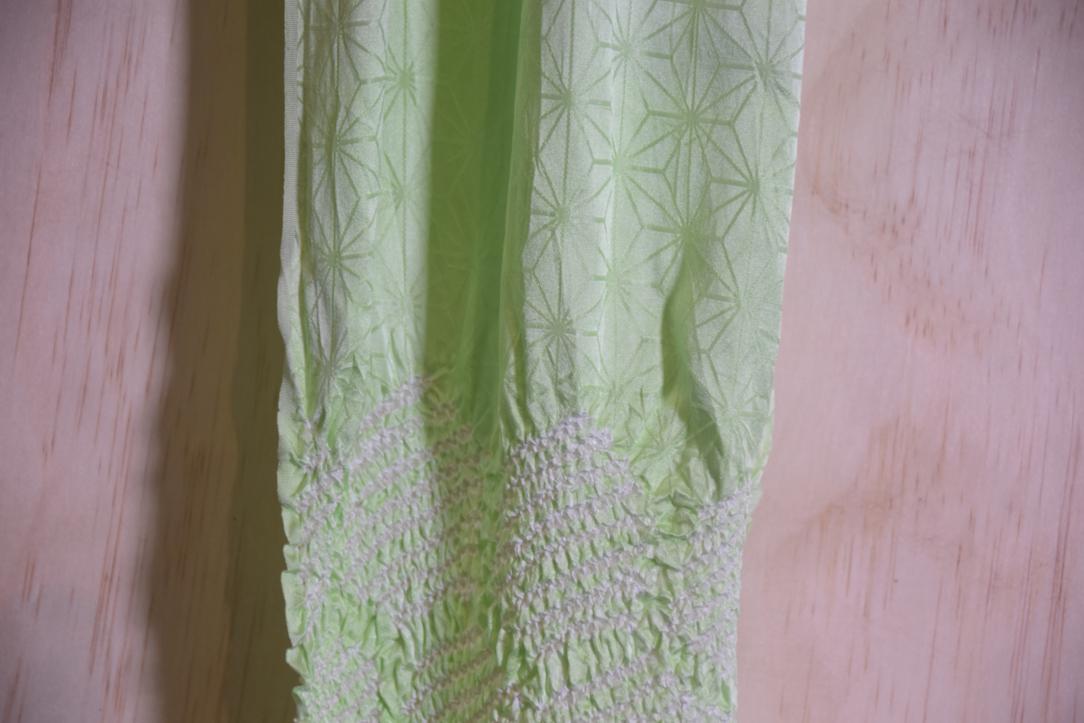 Japanese Soft Mint Shibori Obi Silk Sash Length:1370mm - Image 6
