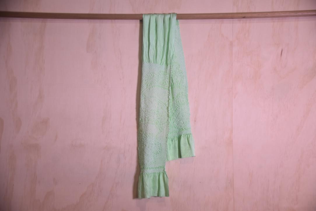 Japanese Key Lime Shibori Obi Silk Sash Length:1350mm - Image 6