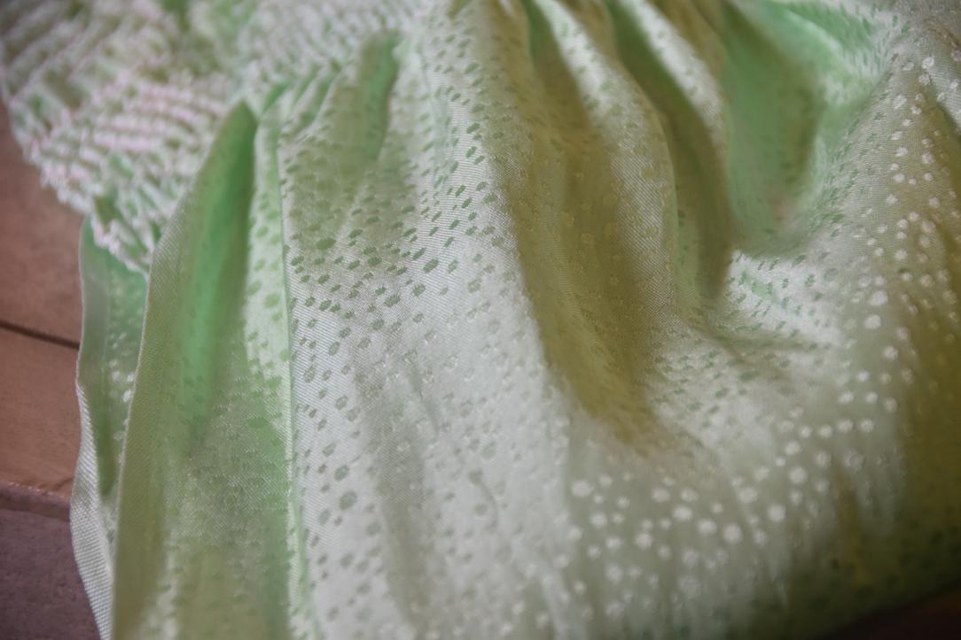 Japanese Key Lime Shibori Obi Silk Sash Length:1350mm - Image 3