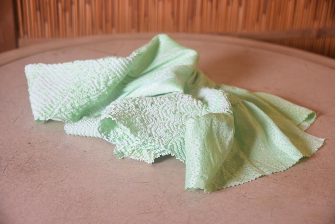 Japanese Key Lime Shibori Obi Silk Sash Length:1350mm