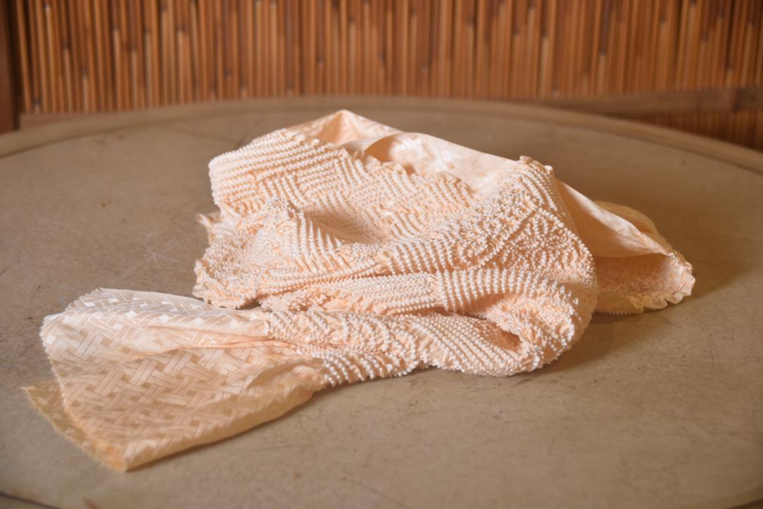 Japanese Light Peach Shibori Obi Silk Sash Length:1300mm