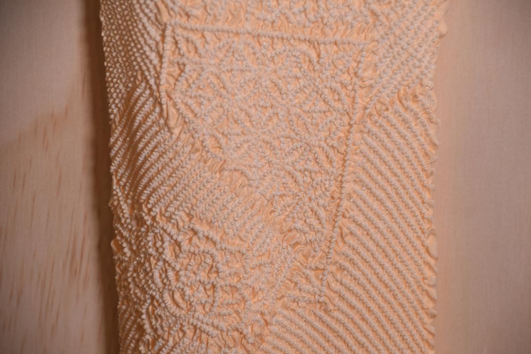 Japanese Light Peach Shibori Obi Silk Sash Length:1300mm - Image 3