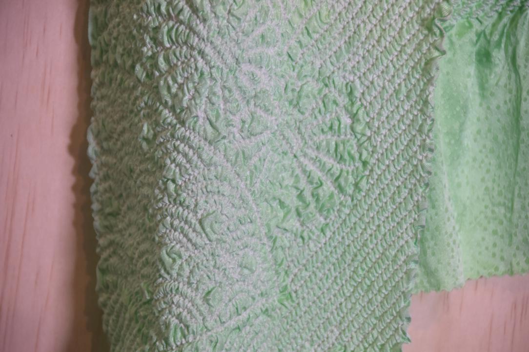 Japanese Key Lime Shibori Obi Silk Sash Length:1350mm - Image 4