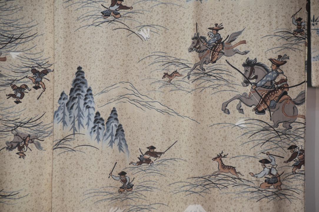 Mt Fuji Hunting Scenes Mans Vintage Nagajuban Kimono - Image 6