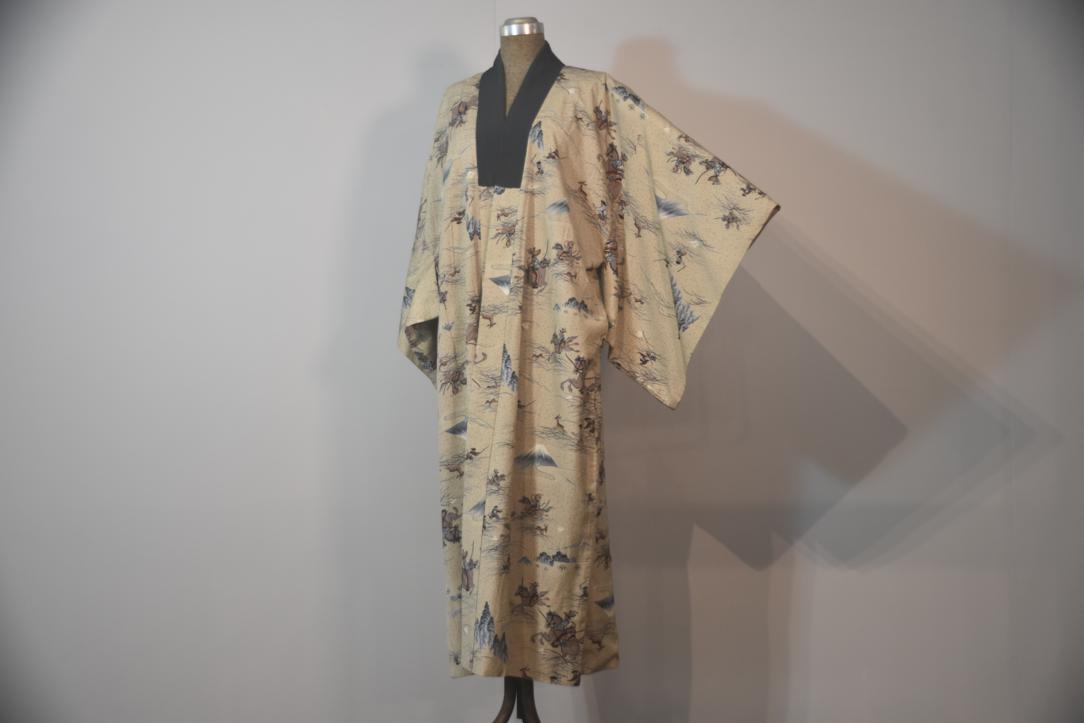Mt Fuji Hunting Scenes Mans Vintage Nagajuban Kimono - Image 5