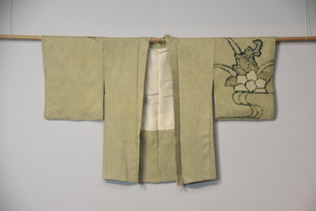 Green Shibori Silk Vintage Japanese Haori Jacket - Image 4