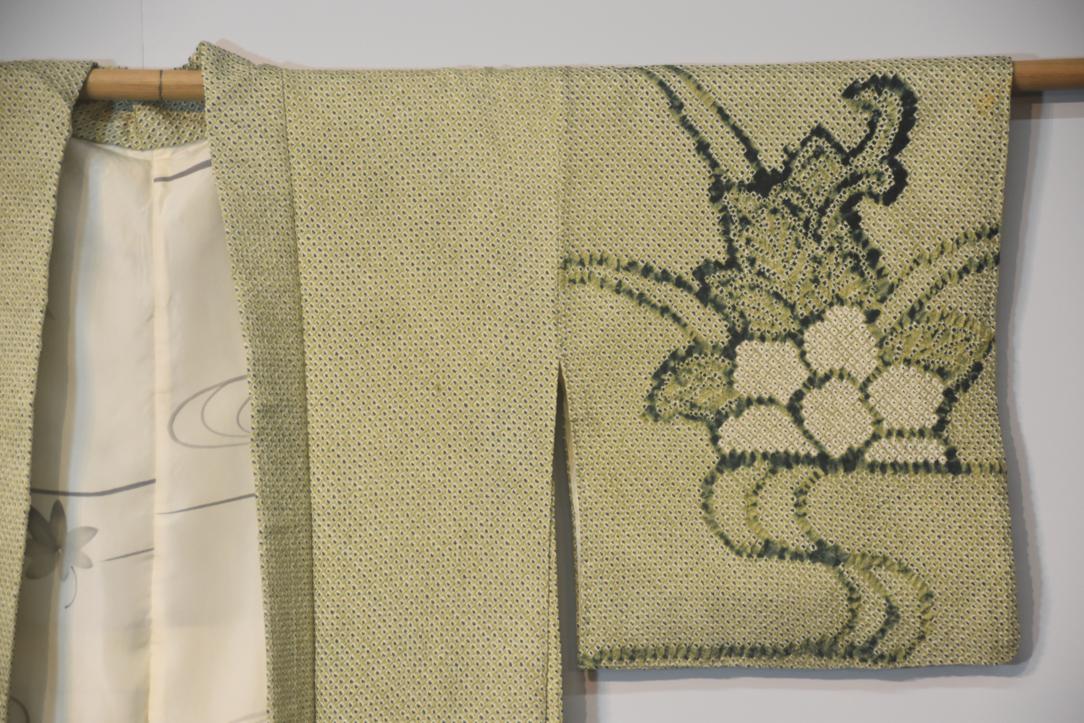 Green Shibori Silk Vintage Japanese Haori Jacket - Image 5