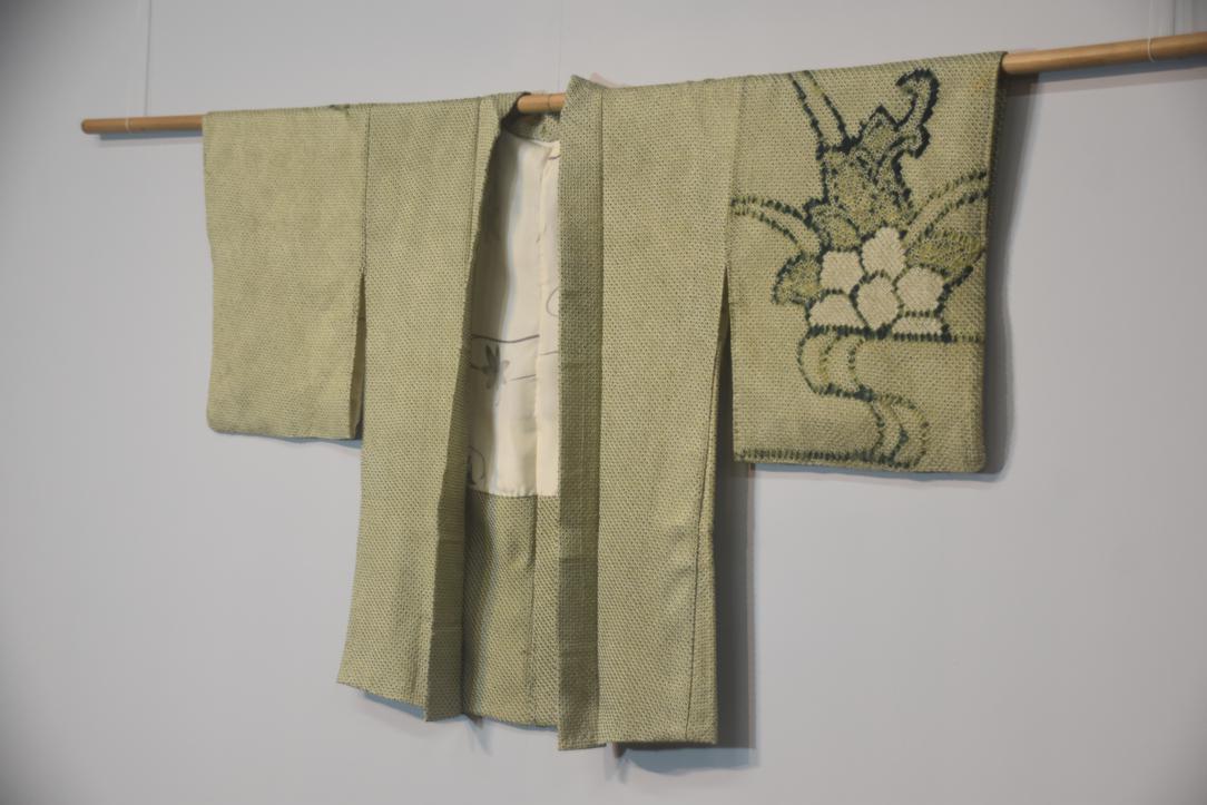 Green Shibori Silk Vintage Japanese Haori Jacket - Image 6