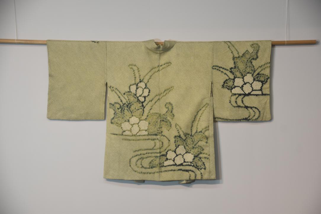 Green Shibori Silk Vintage Japanese Haori Jacket