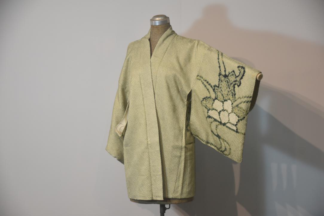 Green Shibori Silk Vintage Japanese Haori Jacket - Image 7
