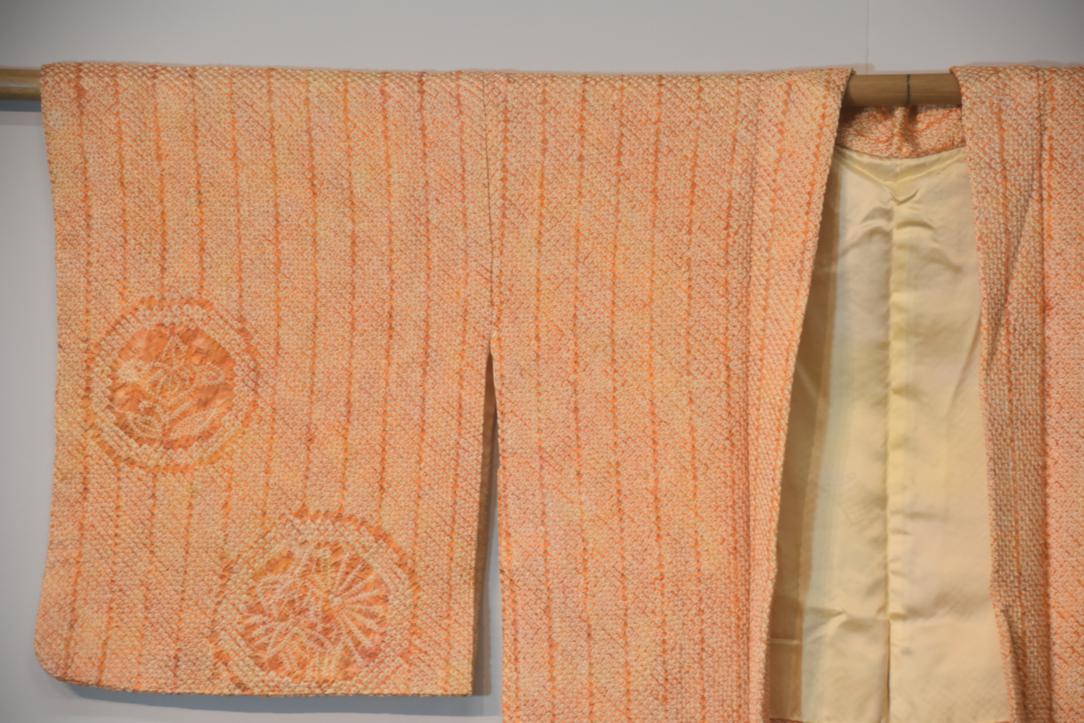 Orange Shibori Silk Vintage Japanese Haori Jacket - Image 4