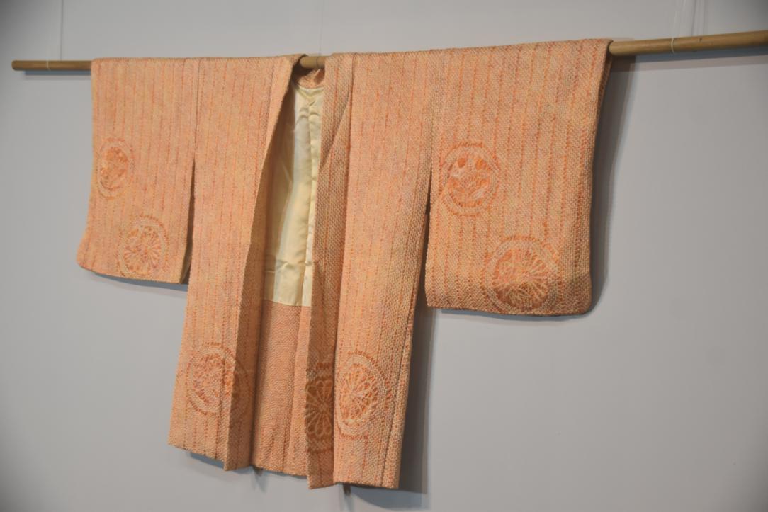 Orange Shibori Silk Vintage Japanese Haori Jacket - Image 5