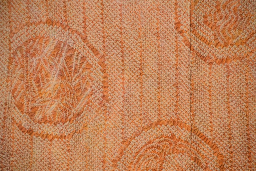 Orange Shibori Silk Vintage Japanese Haori Jacket - Image 8