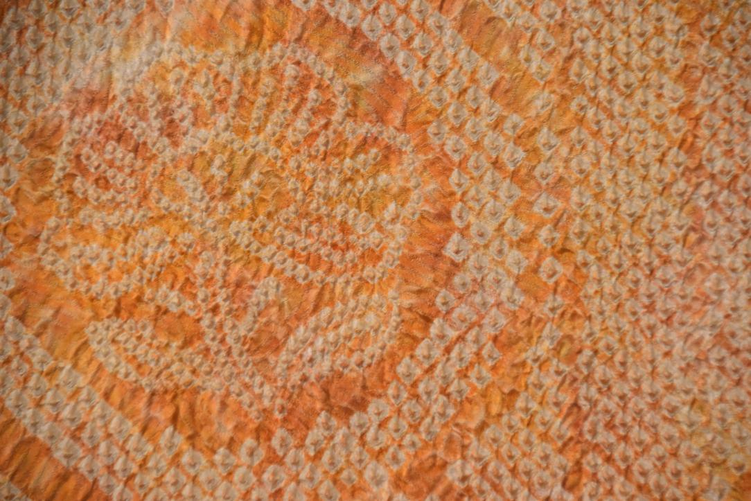 Orange Shibori Silk Vintage Japanese Haori Jacket - Image 2